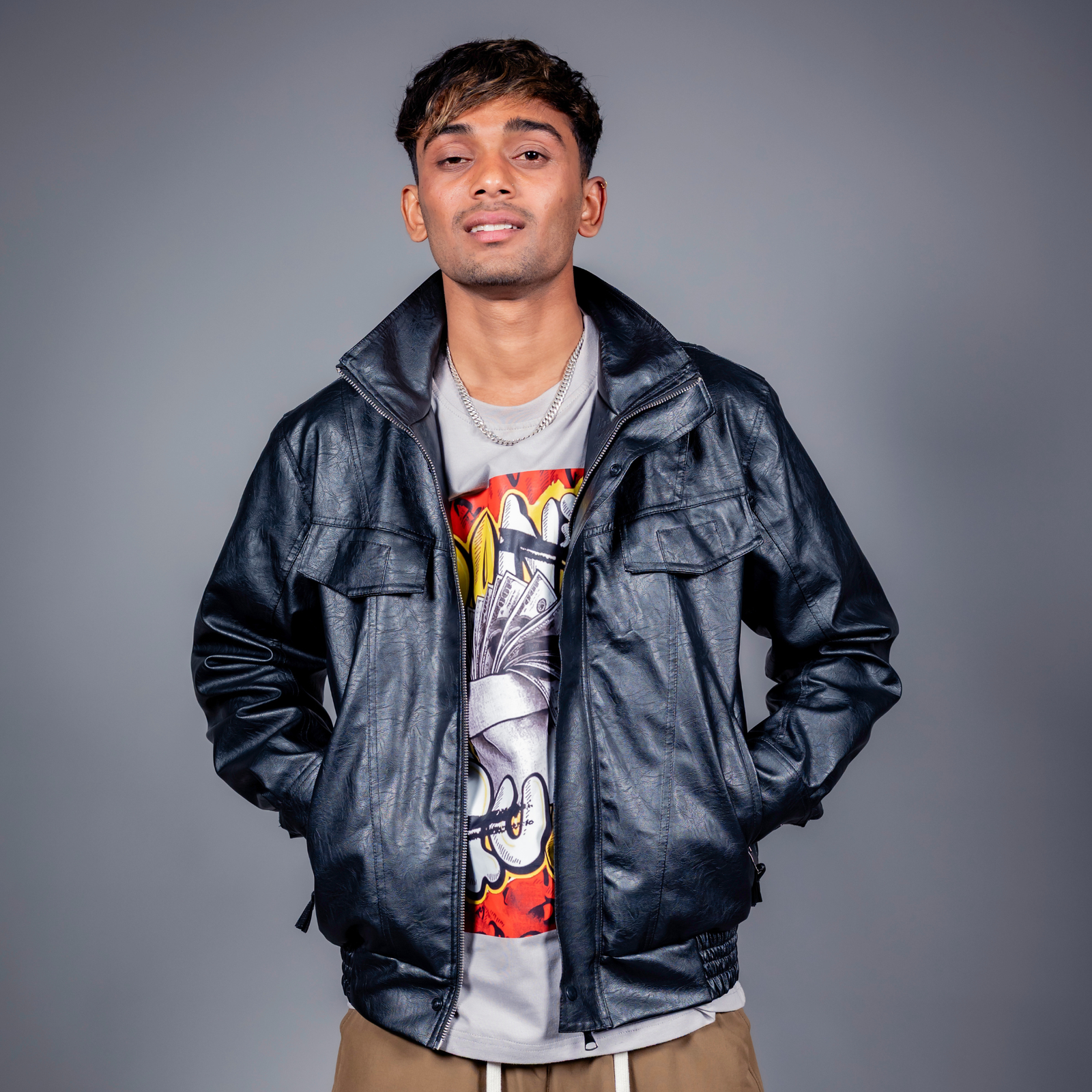 Dnexzen X Leather – Bold Synthetic Leather Jacket for Men & Boys