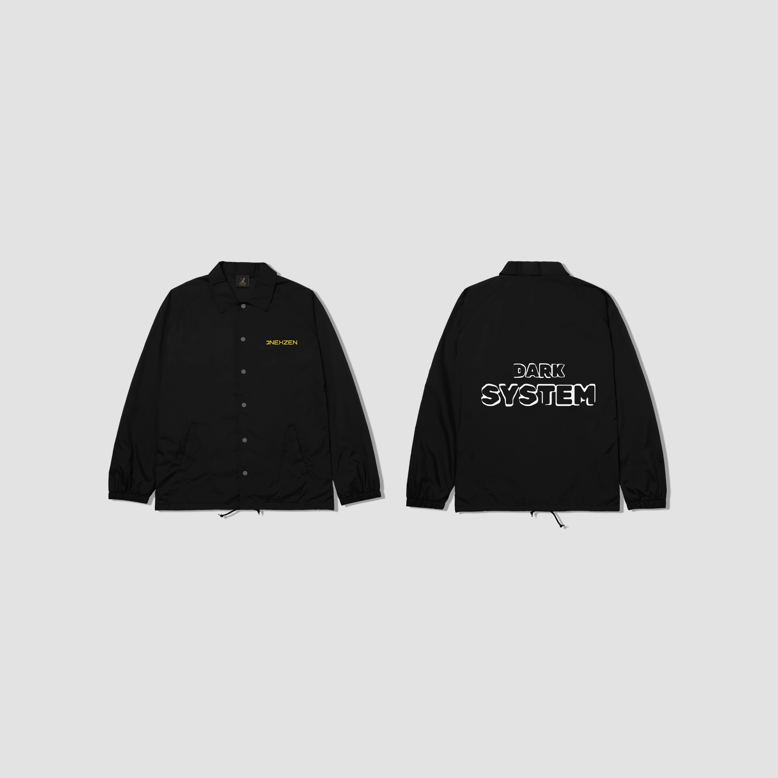 Shop the Dnexzen Coach Jacket – a sleek black streetwear essential with bold graphics and minimalist design. Perfect for everyday wear, protests, and urban lifestyle.